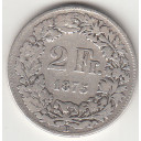 1875 - Svizzera Argento 2 Francs Silver Switzerland Standing Helvetia